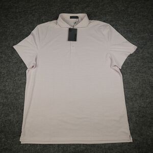 G/Fore Polo Shirt Mens XXL Pink Striped Feeder Tech Pique‎ Modern Spread Collar